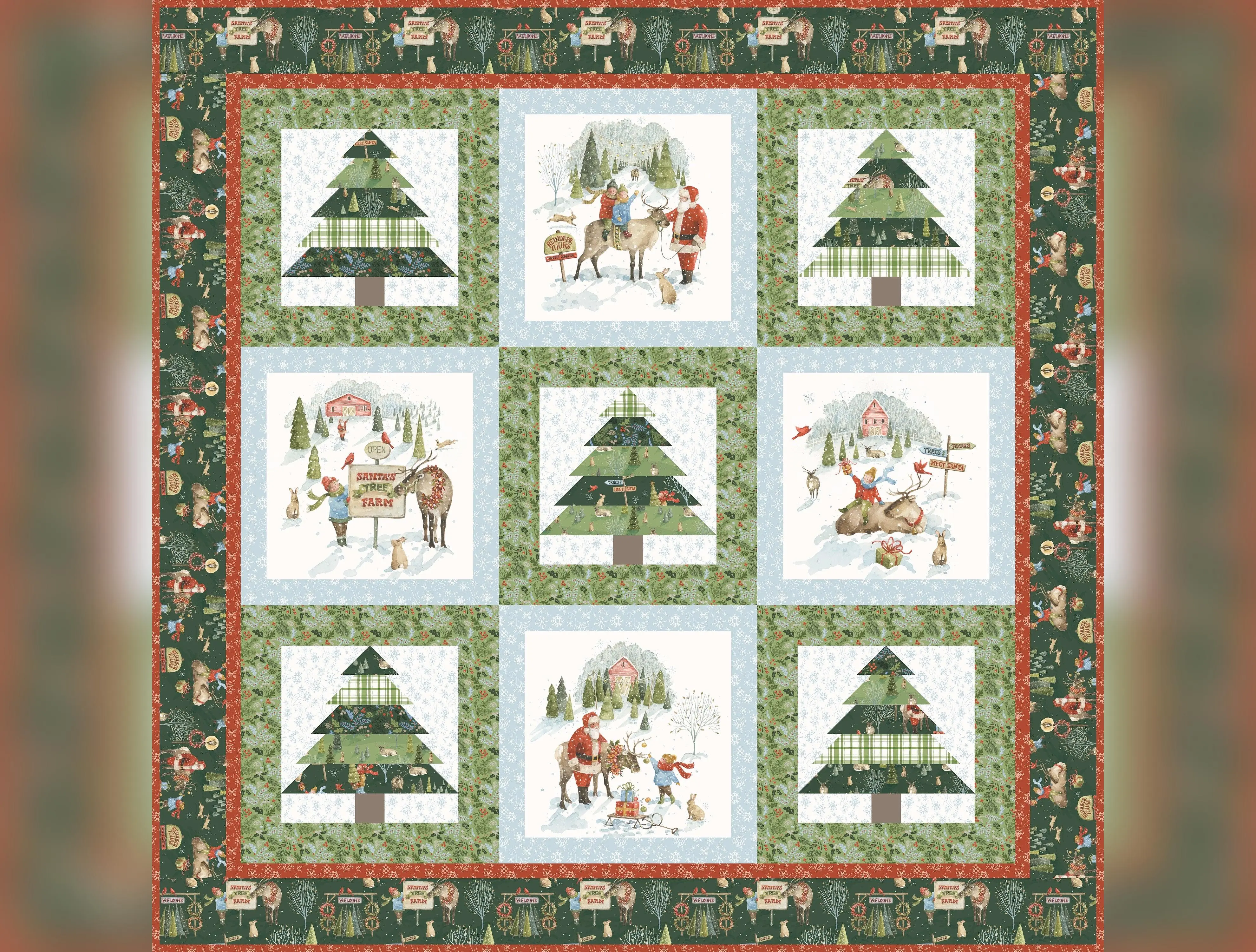 Santa's Tree Farm Panel Quilt Kit from Riley Blake | 64" x 64"
