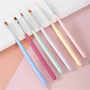 Nail Art Brush Set, Salon 6 Counts/set Nail Art Brush, Gel Polish Design Pen, Extension Gel Brush, Dotting Pen, Liner Brush, Manicure & Pedicure Tool, Lightweight