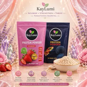 KayLumi All Natural Dietary Protein Powder Supplement - Strawberry Flavor, Maca-Fenugreek Blend, Healthy Diet & Muscle Support, All Natural Supplement