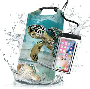 Waterproof Dry Bag,Sea Turtle Starfish Nautical Small Waterproof Backpack 5L/10L/20L Floating Lightweight Bags for Kayaking, Boating, Fishing, Swimming Camping with Waterproof Phone Case
