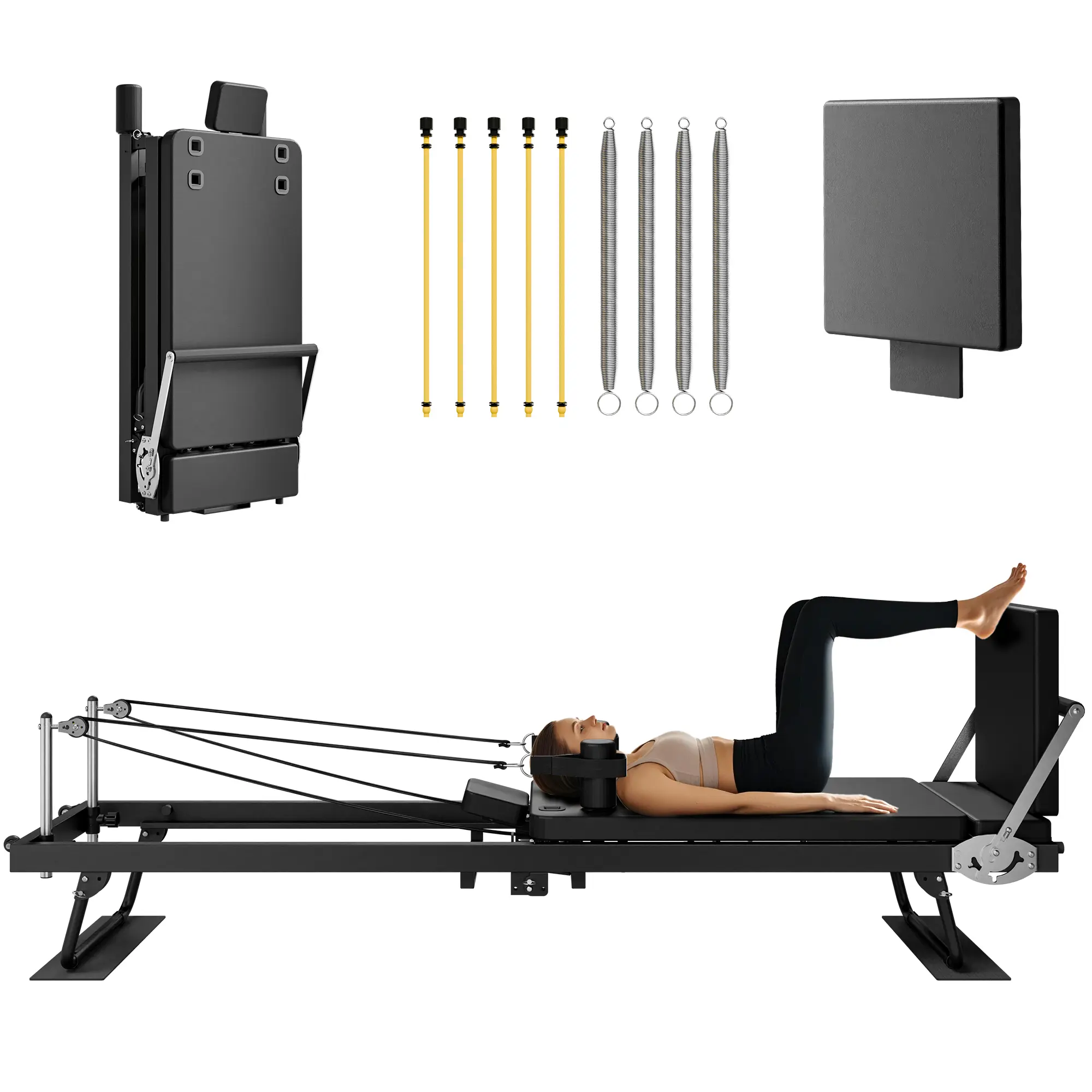 Foldable Pilates Reformer - Home Gym Equipment, Suitable for Beginners, 400 lbs Weight Capacity Foldable Pilates Reformer - Home Gym Equipment, Suitable for Beginners, 400 lbs Weight Capacity