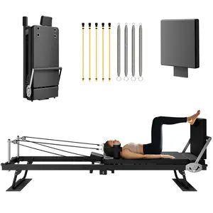 Pilates Reformer, Foldable Reformer Pilates Machine & Equipment for Home Use and Gym Workout, Suitable for Advanced and Beginners Users, Up to 400 lbs Weight Capacity