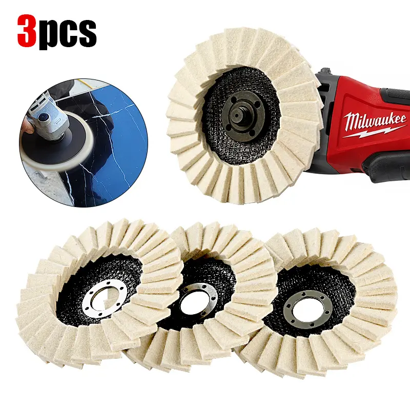 LOZLIN 1PCS/3PCS 5Inch Wool Polishing Wheels Set for Angle Grinders High Gloss Mirror Finish on Metal Glass Ceramic Stone Durable Efficient Design SummerVibes