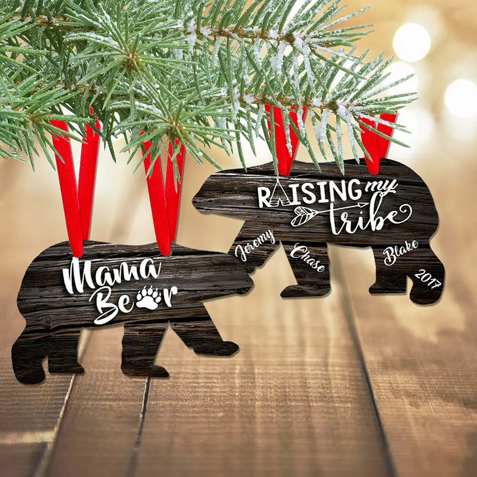 Custom Bear Shaped Christmas Ornaments