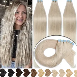 Deluxe 20PCS Tape In Hair Extensions THICK Remy Human Hair Tape On 100% Real Human Hair Extensions For Women 50G 12-24 inch Highlight Brown Ombre Balayage