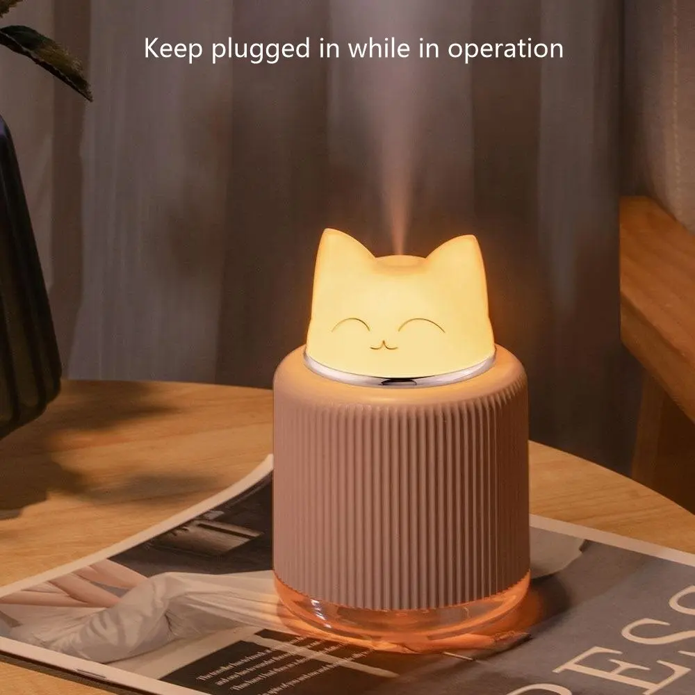 Cartoon Cat Design Air Humidifier, Pet Ambient Night Light Desktop Humidifier, 300ML Air Purifier For Home Office Use, USB Powered Humidifier, Cool Mist Humidifiers, Cute Humidifier