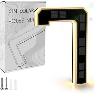 9 Inch Solar Lighted House Numbers for Outside, Light Up  LED Address Numbers Signs for Houses, Large Personalized Illuminated Exterior Modern House Numbers Light (7-Black, 9IN)