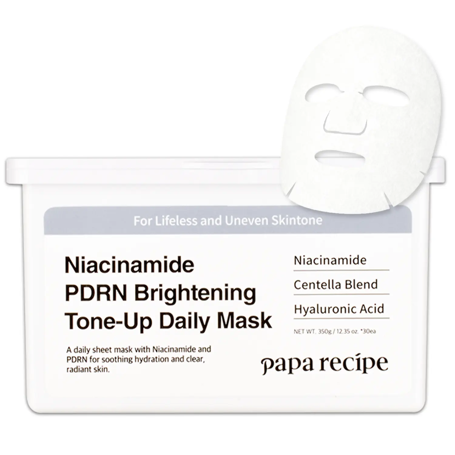 Papa Recipe Niacinamide PDRN Brightening Tone-Up Daily Mask (30 Sheets)