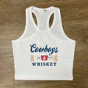 Cowboys & whiskey cropped tank top