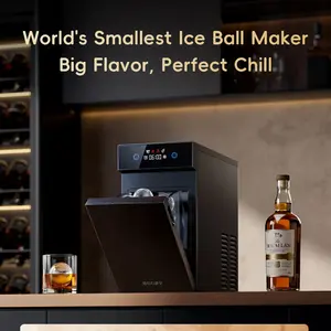 ecozy 2.1 Inch Clear Ice Ball Maker, 48 pcs/Day, 8H Timer, 1 pc in 30 Mins, Minimal Footprint Sphere Ice Maker, Self-Cleaning, CrystalFlux Technology Round Ice Maker for Home Bar Whiskey & Bourbon