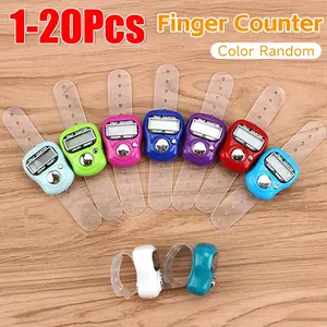 1-20pcs Finger Counter Ring 5 Digital LED Electronic Handheld Tally Counter Clicker Counter with Islamic Tasbih Bead