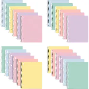 Spiral Notebooks, 24 Pack, 1-Subject, College Ruled Paper, 8" x 10-1/2", 70 Sheets per Notebook, Assorted Pastel Colors Spiral Notebooks for School