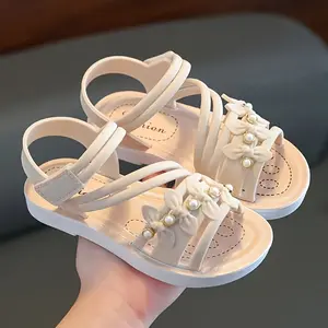 2024 New Girls' Sandals Breathable Soft Sole Mid-Large Size Summer Indoor and Outdoor Hot Selling Wear-Resistant Solid 000000