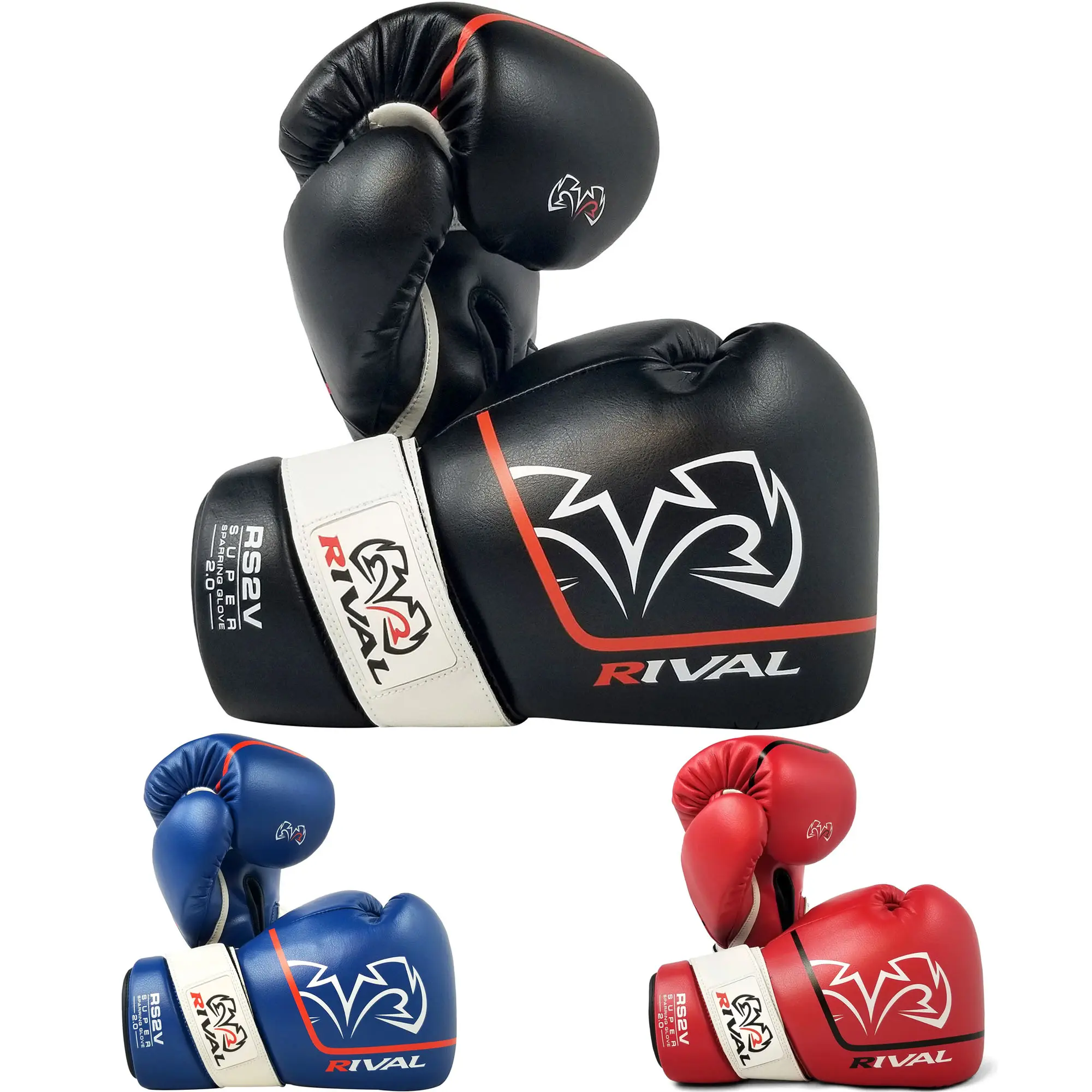 Rival RS2V 2.0 Super Pro Sparring Boxing Gloves, Microfiber Training Equipment with Multi-Layer Foam, Perfect Fist Fit & Angled Ergo Xtreme Strap System, Glove Boxing