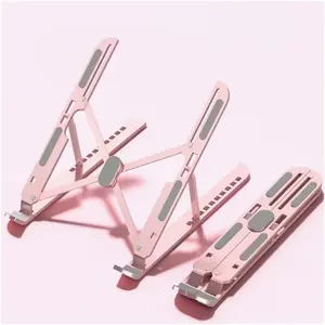 Adjustable Aluminum Alloy Laptop Stand, Foldable Portable Computer Stand, Stable Durable, 5 Height Settings, Ideal for Home Office Use