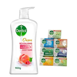 Dettol Revitalising Long Lasting Moisture Antibacterial Bodywash Peach & Raspberry 900 ml for Fresh Skin