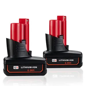 2 Packs 6.5Ah 12V Battery Compatible for Milwaukee ΛΛ12 Battery 48-11-2401 48-11-2412 48-11-2411 48-11-2420 48-11-2410 12Volt Cordless Tools for Milwaukee