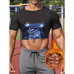 Men's Sauna Sweat Suit,Waist Trainer Compression Suit,Sweat-Enhancing Workout Top,Belly Girdles Waist Trainer Workout Gym Clothes Sweat Enhancer Short Sleeve