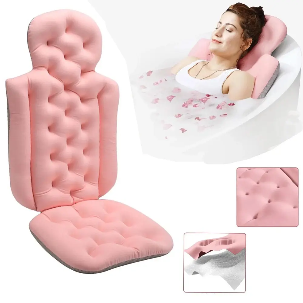 Tub Pillow with Non-Slip Design - Full Body Bath Pillow with Headrest for Neck  Back Support - Portable, Comfortable Breathable Spa Pillow, Easy-Clean  Quick-Dry Durable Sleep