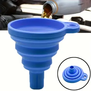 Collapsible Silicone Funnel, Foldable Portable Liquid Transfer Funnel, Multi-Purpose Oil Funnel, Automotive Vehicle Tool for Car Oil Change, Kitchen Cooking, Fuel & Liquids – BPA-Free & Easy to Clean