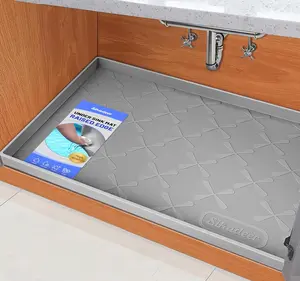 SIKADEER 34" x 22" Under Sink Mat Waterproof, Silicone Mat Kitchen Drawer Shelf and Cabinet Liner, Sink Protector for Kitchen Organizers and Storage, Boot Tray Pet Food Mats