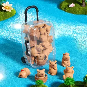 12pcs Realistic Capybara Resin Set, DIY Decorative Ornaments, Home & Office Decoration, Perfect for Holidays & Seasons