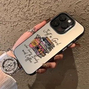A book-themed coffee literary style case for girls who love reading, anti-slip and anti-drop, compatible with iPhone 17 AIR 17/16/15/14/13/12/11/8/7 PRO PRO MAX X XS XR PLUS, an ideal gift for friends and family, CYK514