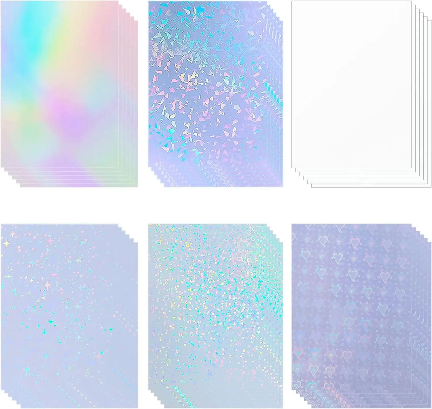 36 Sheets Holographic Sticker Paper Clear Laminating Sheets Adhesive Paper
