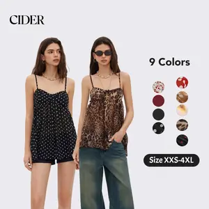 Cider [3 colors, size 0-10] Chiffon Leopard Bowknot Oversized Mini Nightdress