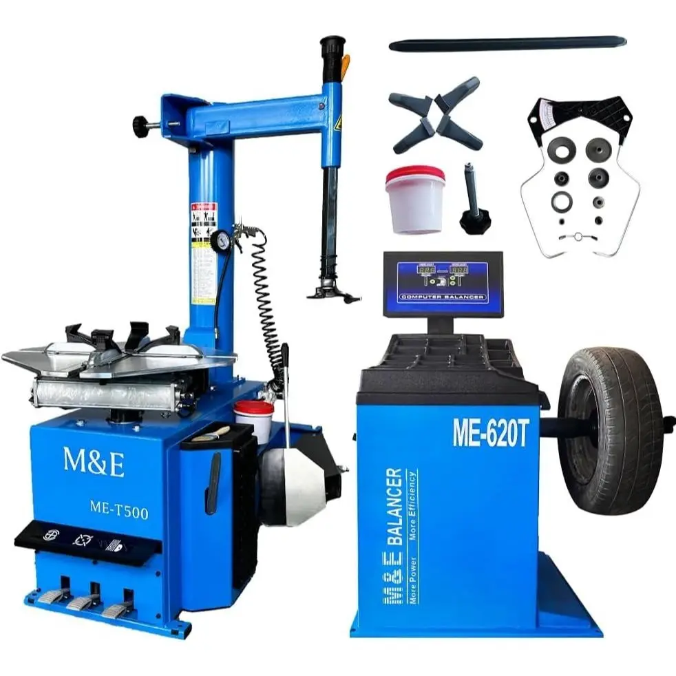 ME-T500 2.0HP Tire Changer Machine with 24”Turn Table and ME-B620 Wheel Balancer Machine Tire Repair Wheel Changers Combo Garage Equipment (ME-T500 & ME-B620)