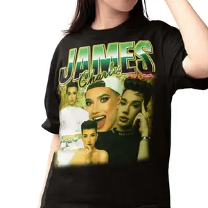 Vintage James Charles Unisex Casual Short-Sleeve Spandex Cotton T-Shirt Top, Great Gift for Him or Her, Express Shipping Available