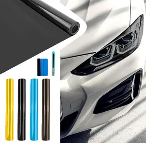 12" by 60"inches Self Adhesive Auto Car Tint Headlight Taillight Fog Light Vinyl Smoke Film Sheet Sticker Cover (Light Black)