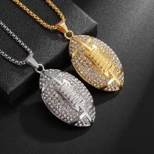 Hip-hop Style Accessories, Titanium Gold-plated Football-shaped Pendant Necklace, Football Pendant, for Both Men and Women As A Couple Gift Pendant
