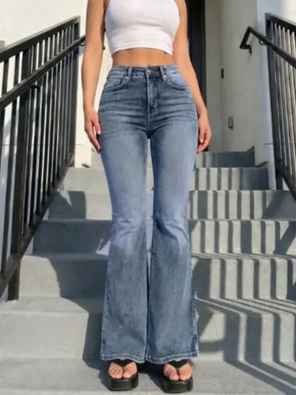 Women's Flare Bell Bottom Jeans High Waisted Wide Leg Bootcut Jeans Stretchy Denim Pants