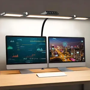 LED Desk Lamp for Home Office Dual-Head Architect Light with Clamp Adjustable Gooseneck 25 Models Task Lamp Black Decorative Easy Installation