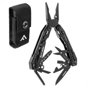 FLISSA 16-in-1 Stainless Steel Multi Tool, Gifts for Men Dad, EDC Multitool with Pocket Knife, Pliers, Belt Clip and Oxford Sheath, Self-locking Utility Multi-Tool for Camping Survival Outdoor