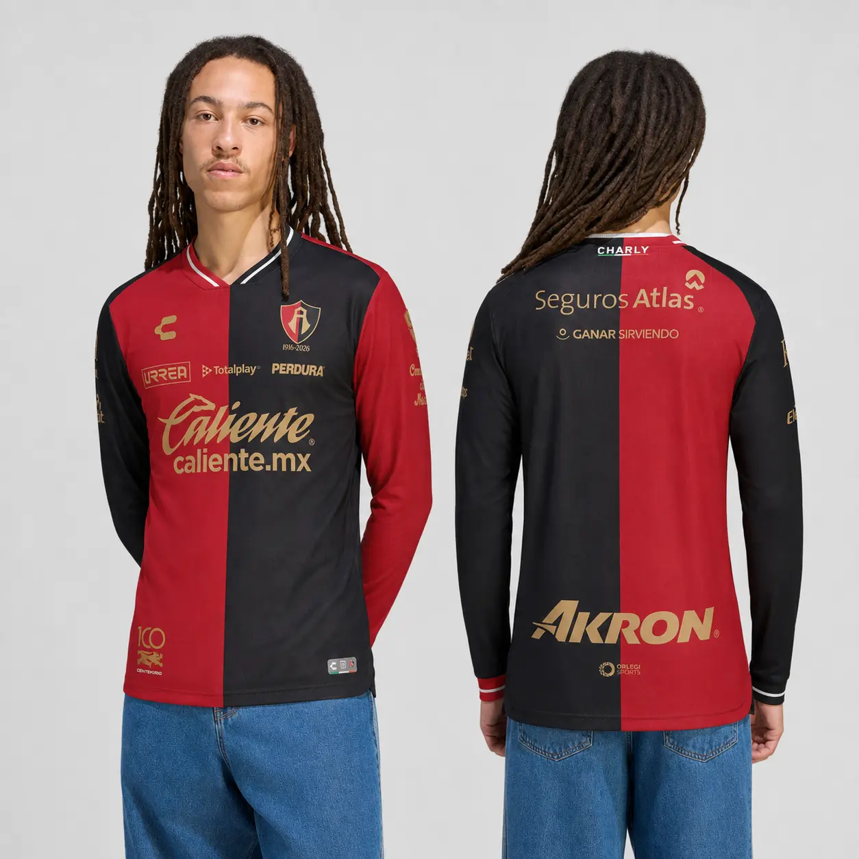 2026/2027 Atlas FC Soccer Jersey | Red Black Long Sleeve Football Shirt | Liga MX Match Day Fanwear | Classic Supporter Top