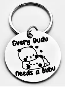 Cute - "Every Dudu Needs a Bubu" Panda and Bear Design, Keychain Kawaii, Perfect Valentine's Day Gift, Trendy Cute Keychain