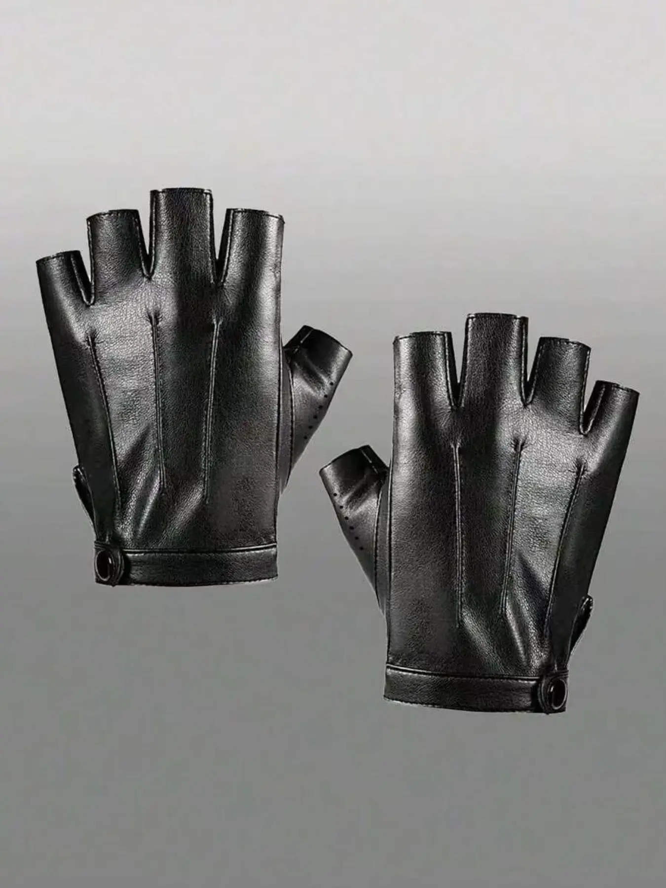 Punk Style PU Leather Gloves, Half Finger Gloves, Punk Aesthetic, Smooth Texture, Sleek Stylish Design, Plain Pattern, Perfect for Halloween Parties, Dance Performances, Streetwear, Synthetic Leather Gloves