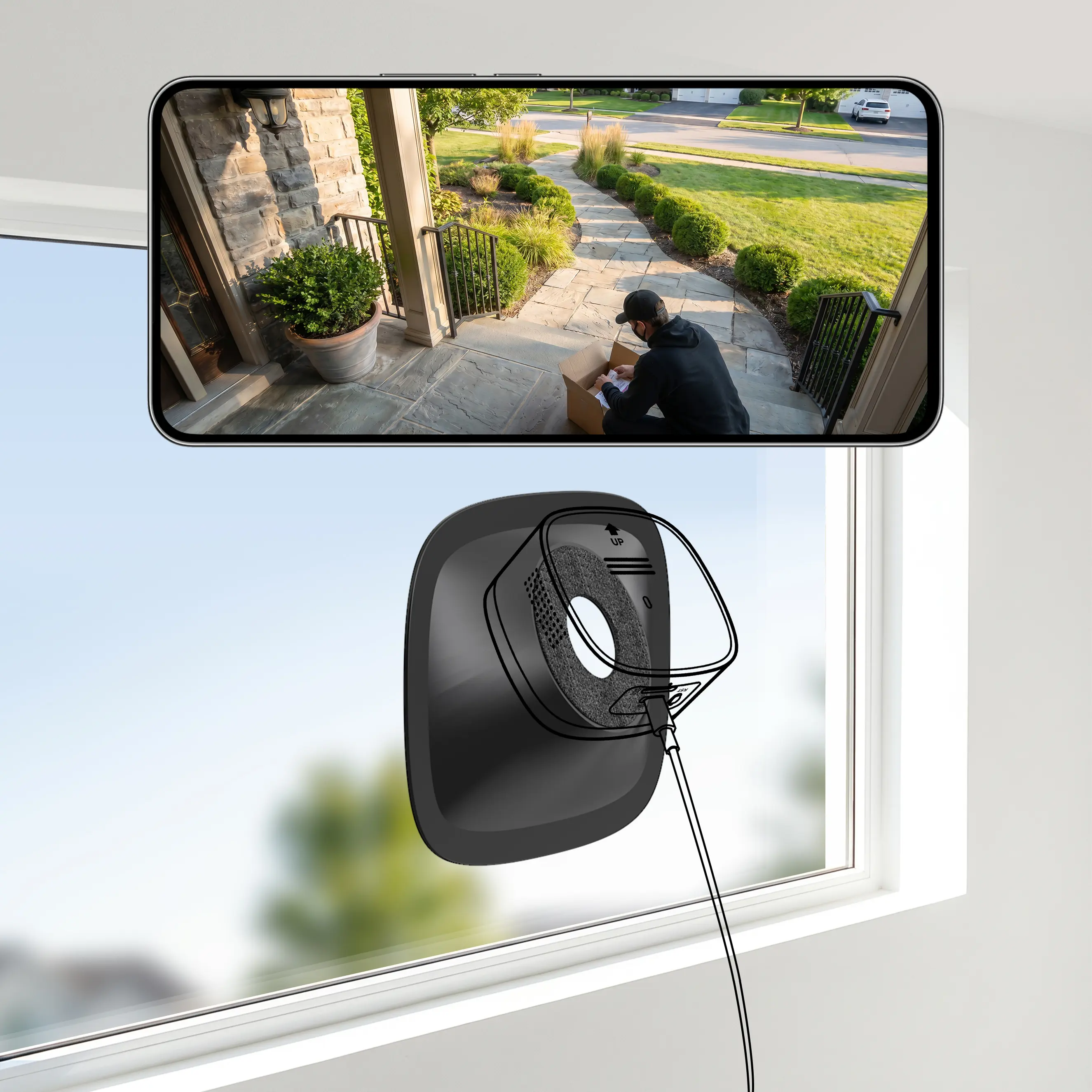 No Reflection Window Camera Mount – No Drill 4-Way Adjustable (Up/Down/Left/Right Tilt), Damage-Free Installation, No Screw, Works on Windows & Glass for Ideabeam,Girafit, vebiliki, WYZE Window Camera, Monitor