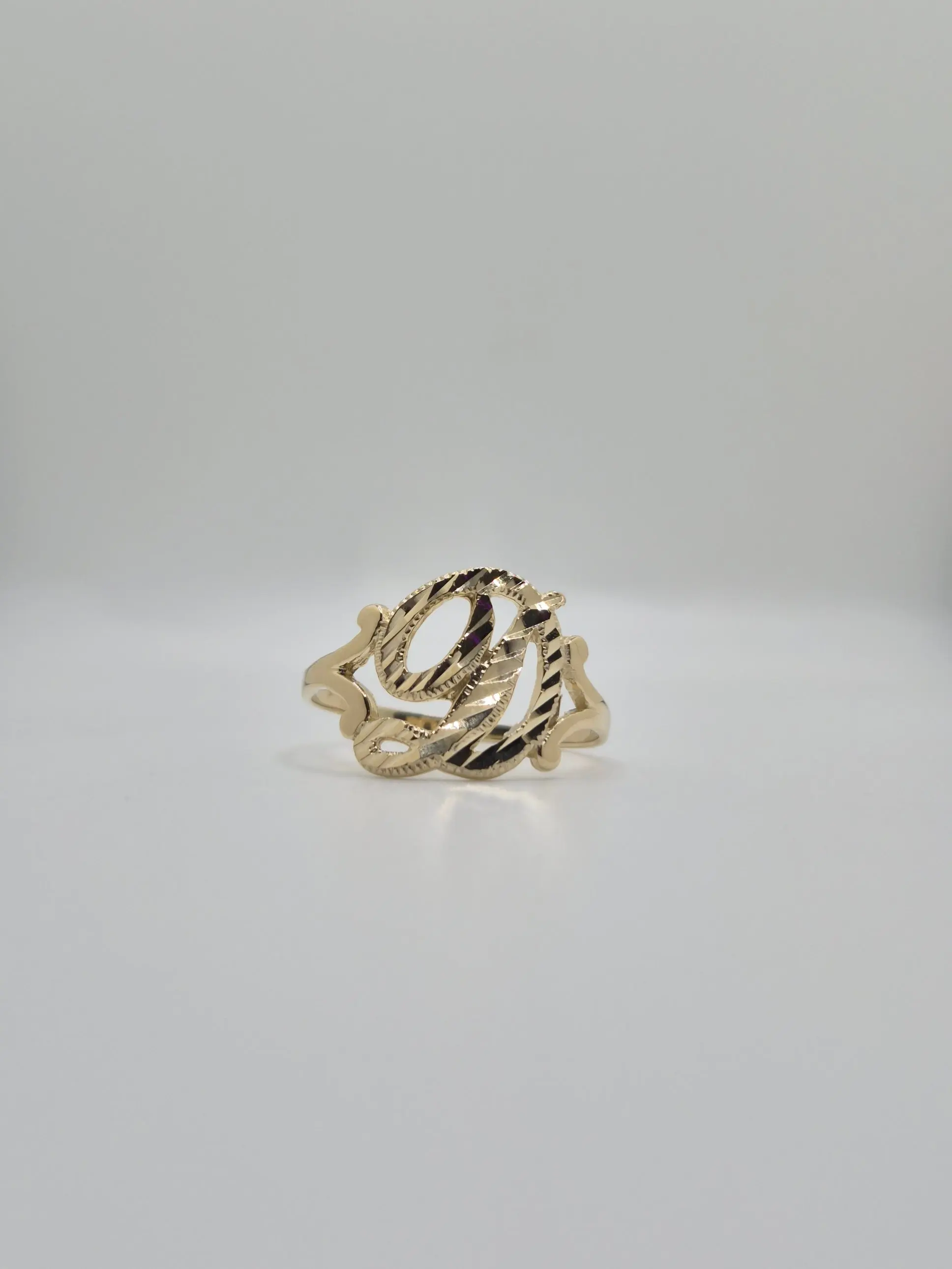 14k gold cursive “d” initial ring