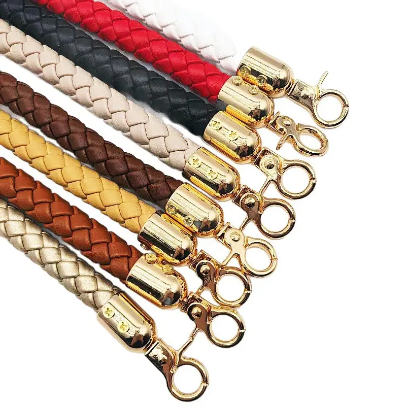 30cm Braided Faux Leather Bag Handle, Luxury Woven PU Replacement Hand Strap, Multi Color Short Handheld Belt With Gold Clasps, Universal Gift Box Mini Purse Hardware Accessory For DIY Craft Handbags