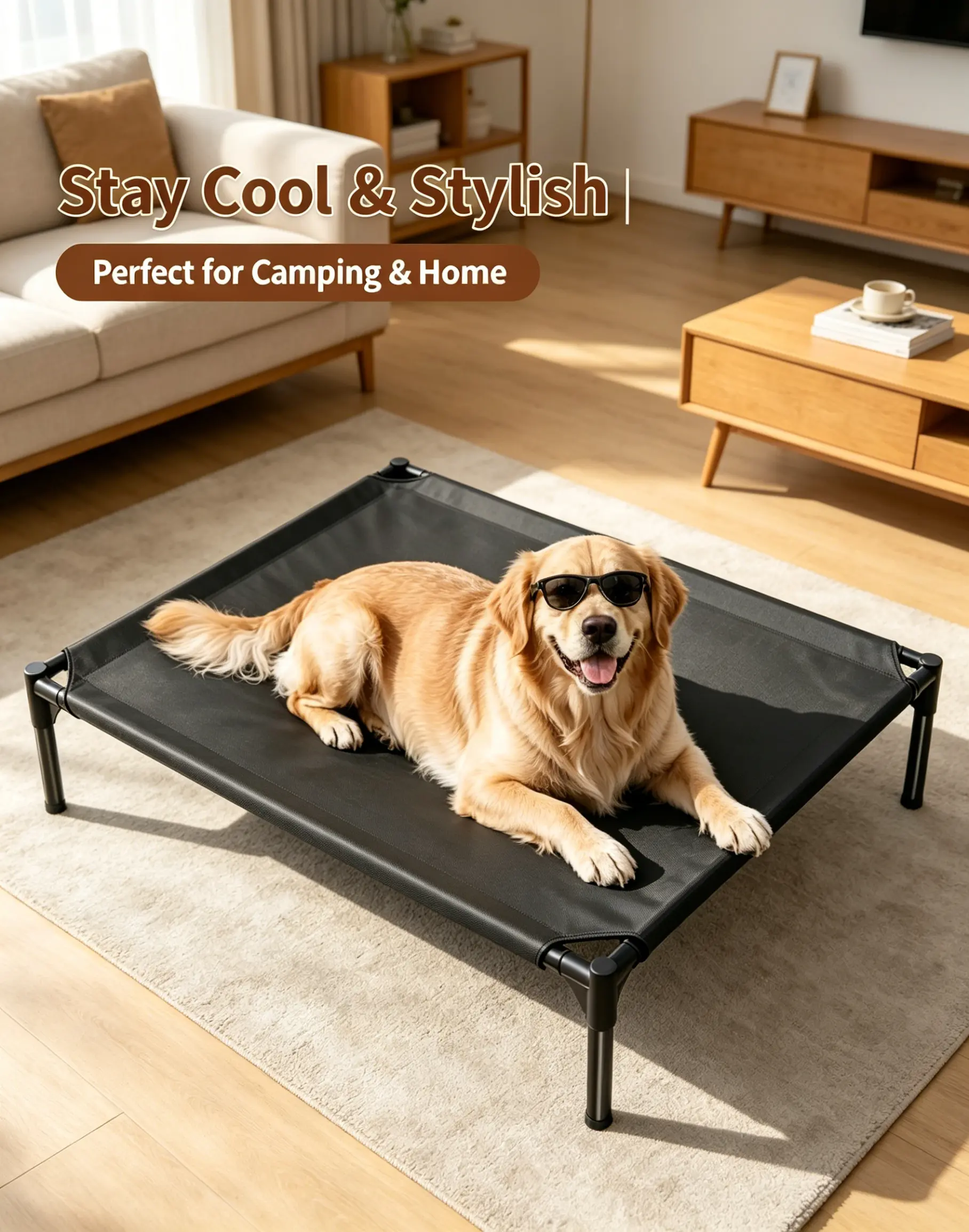Upgraded Extra Large Ventilated Mesh Dog Bedding - Summer Airy Elevated Cot for Large-Giant Breed Animals, Steel Frame Support, High Load Capacity, Breathable Top, Paws-Off Floor Design, Textilene Construction