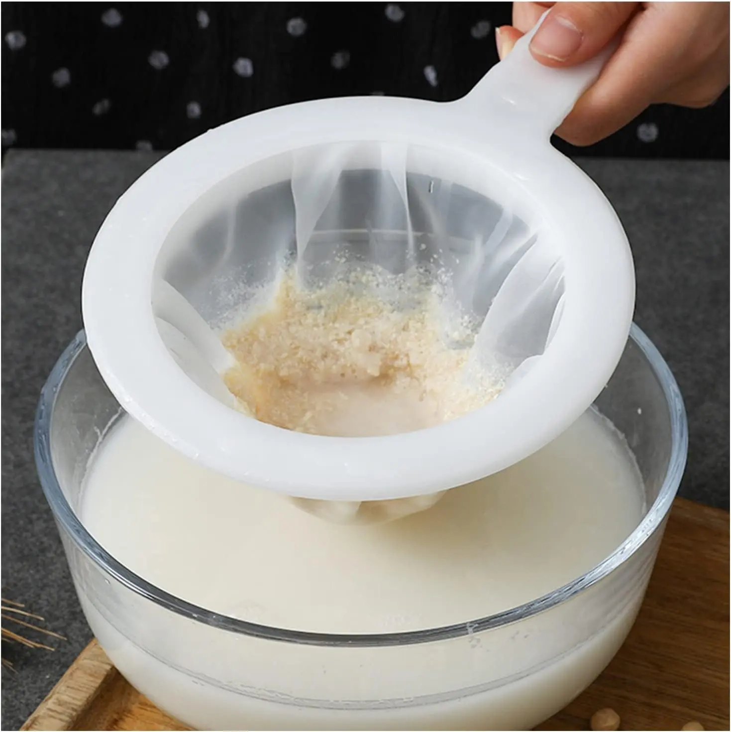 Kitchen Ultra-Fine Nylon Mesh Strainer 5.51 Inch, Plastic Sieve Fine Mesh with Handle Kitchen Tool For Soy Milk, Coffee, Milk, Yogurt, Juice, Leaf Filter, Honey,  (400 mesh)