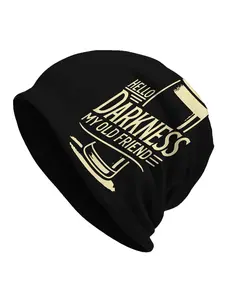 1 PC Bonnet Hats Men Women's Thin Hat Hello Darkness My Old Friend Autumn Spring Warm Cap Design Skullies Caps
