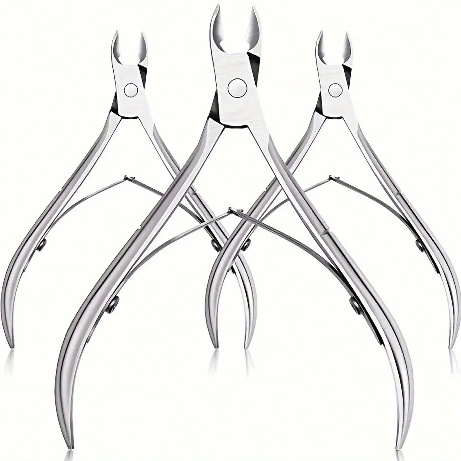 Stainless Steel Cuticle Nippers, 3pcs/set Pointed Blade Cuticle Trimmer, Professional Manicure & Nail Care Tool for Home & Salon Use, Nail Salon Supplies, Nail Clipper Kit, Nail Care Product, Cuticle Tools