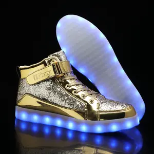 LED Light Up High Top Sneakers - USB Rechargeable, Glowing, Flashing Shoes for Men & Women