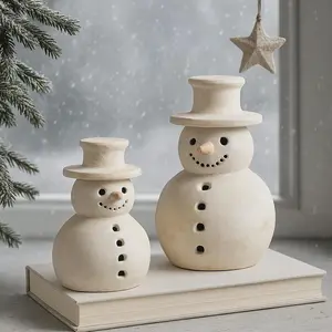 Mini Retro Terracotta Resin Snowman Christmas Tree Pendant, Festive Atmosphere Decoration, Small Stand on Table, Decorative Items, Desktop Ornaments