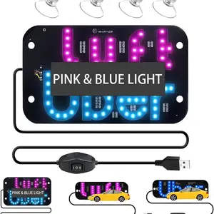 Car LED Light Sign, Taxi Windshield LED Sign, Car LED Sticker with Suction Cup USB Plug, Suitable for Cars Trucks Suvs