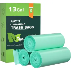 Compostable Trash Bags 13 Gallon Tall Kitchen, 45 Count Biodegradable Garbage Bags, Large Compost Bag for Kitchen Bathroom Home Office